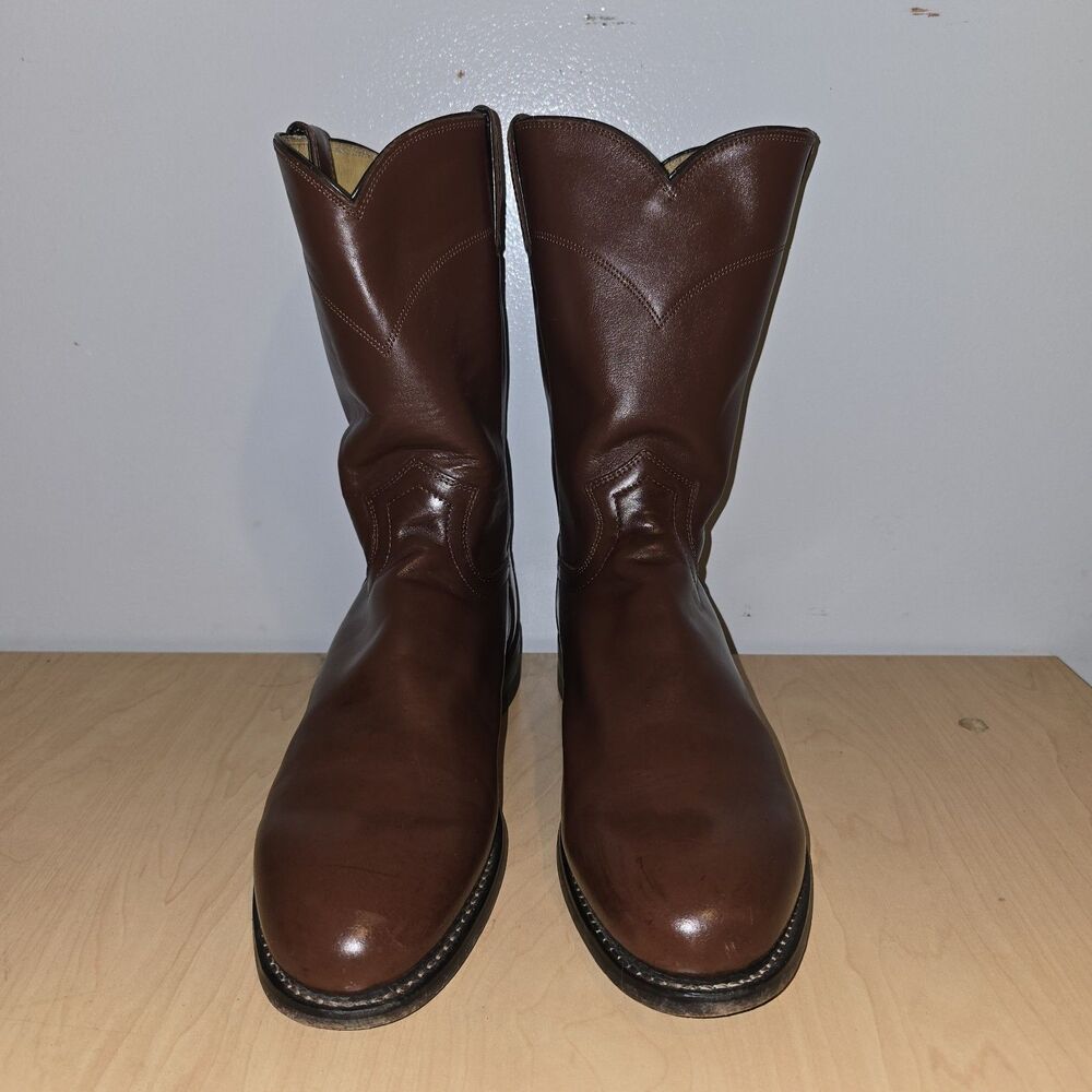 Justin Boots Men's Size 9.5D Brown Leather Cowboys Western Style 3404